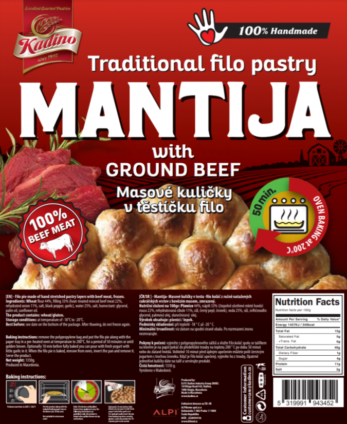 Mantija s hovězím masem - velká (1350 g)