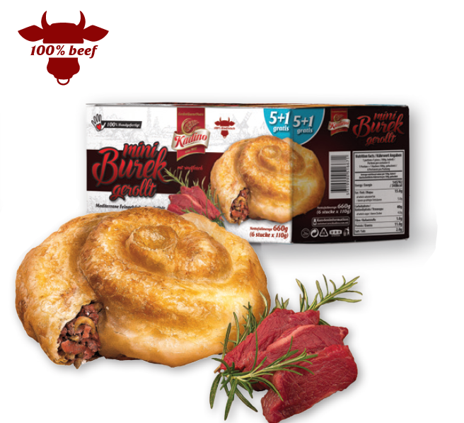 Mini bureky s hovězím masem (5 ks + 1 ks zdarma)