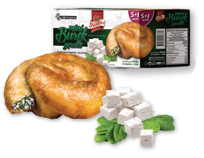 Mini bureky s čerstvým sýrem a špenátem (5 ks + 1 ks zdarma)